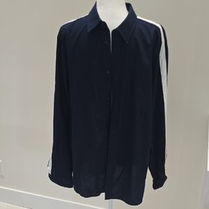Calvin Klein Dark Blue and White Casual Button Down Shirt